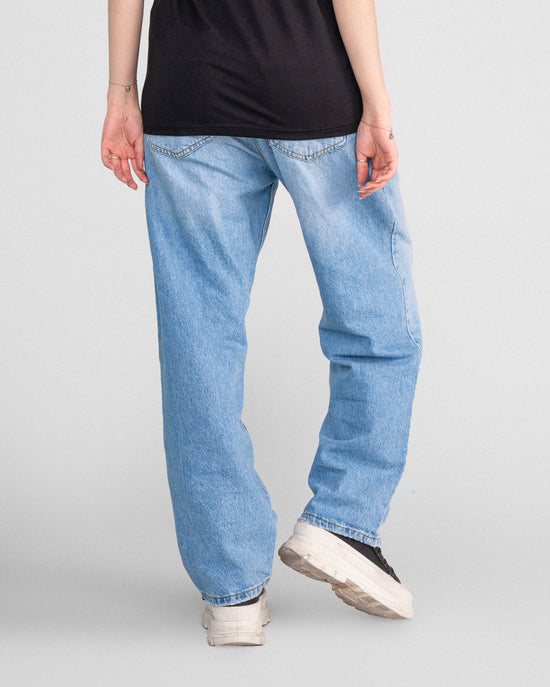 Loose Fit Rigid Denim Jeans Light Blue