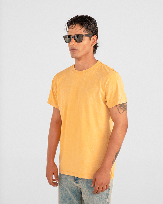 Arylide Yellow Drop Shoulder Acid Wash Tee Unisex