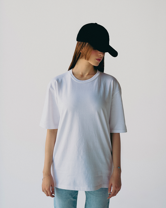 Afsana White Oversized Embossed Unisex T-Shirt