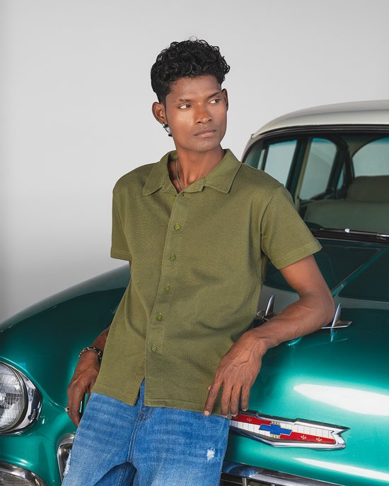 Olive Green Voguetella Interlock Polo Shirt - Unisex