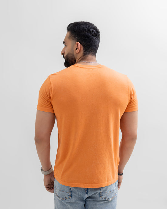Brownish Orange Regular Fit Acid Wash Tee Unisex