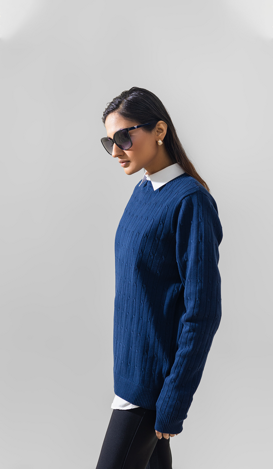 CREWNECK SWEATER LONG SLEEVE NAVY BLUE