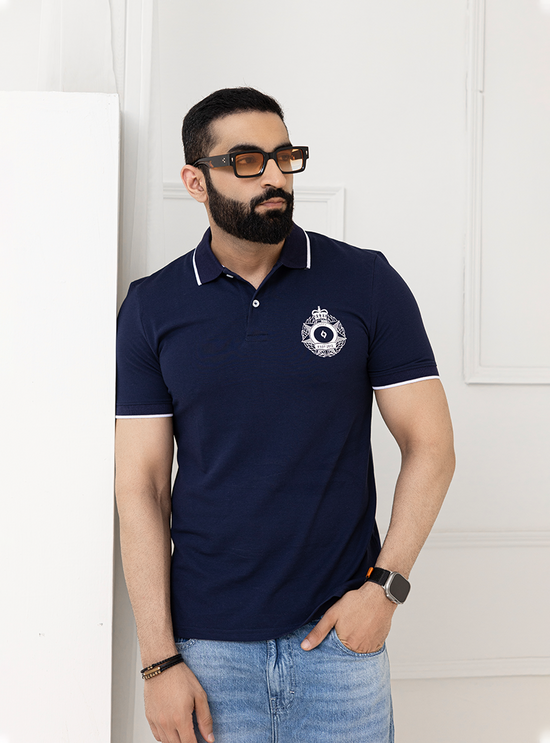 Men Regular Fit Polo Shirt - Navy Blue