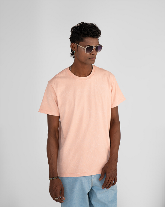 Peach Puff Regular Fit Acid Wash Tee Unisex