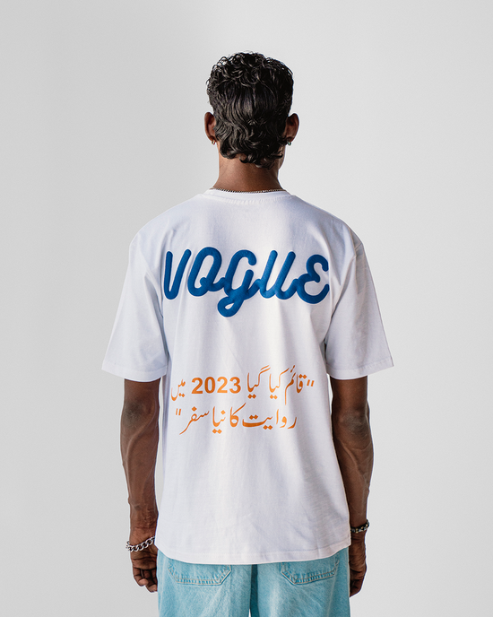 Afsana White Oversized Embossed T-Shirt