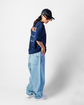Afsana Blue Oversized Embossed T-Shirt Women