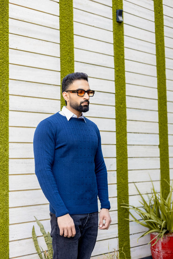 CREWNECK SWEATER LONG SLEEVE NAVY BLUE