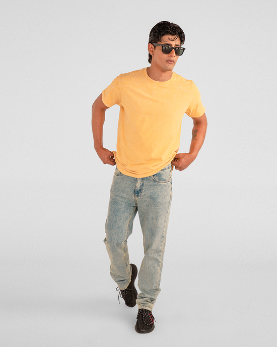 Arylide Yellow Drop Shoulder Acid Wash Tee Unisex