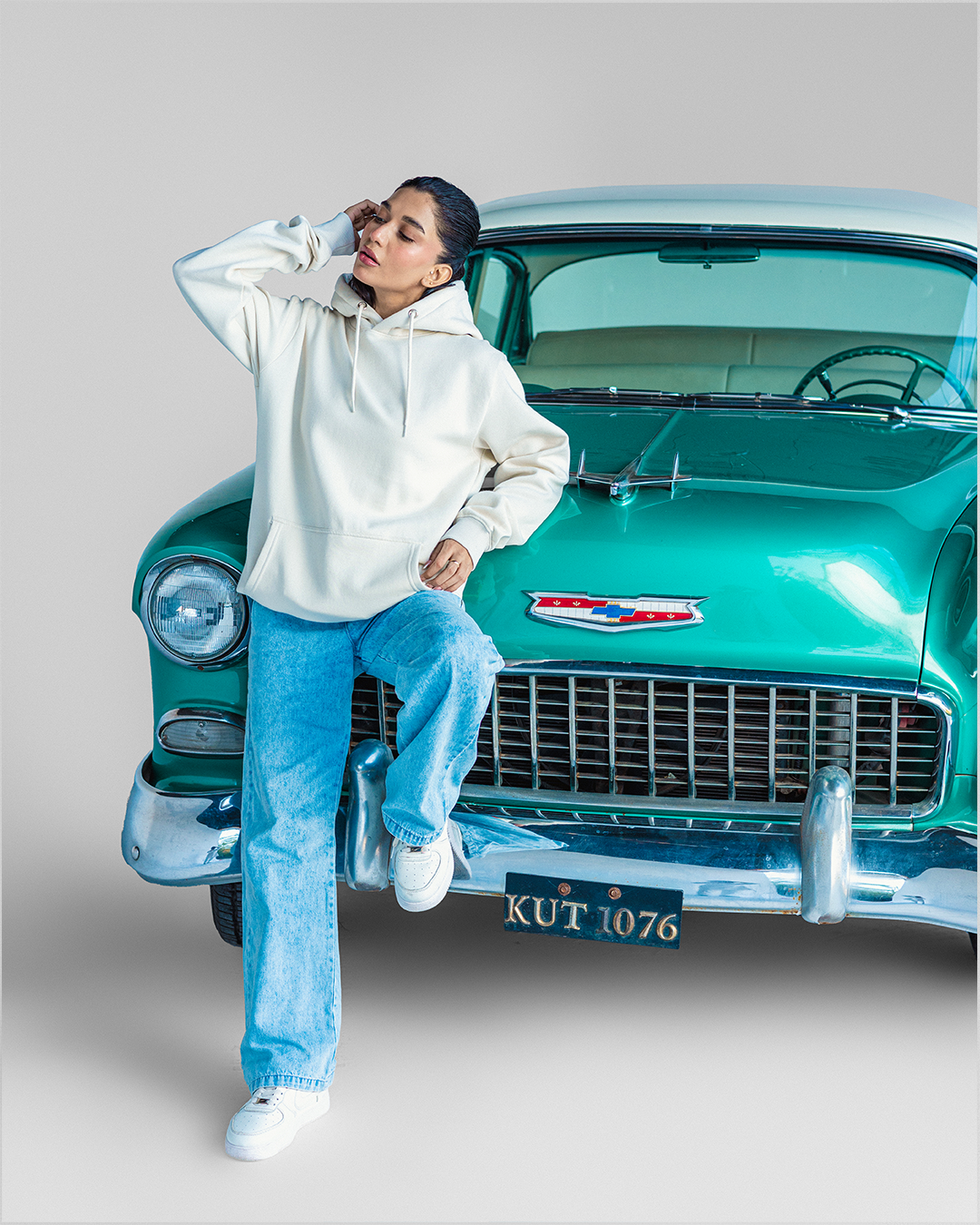 Vintage Oversized White Hoodie For Men/Couples Hooded Pullover