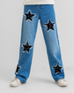 Star Cut Girls Wide Leg Denim Jeans