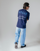 Afsana Blue Oversized Embossed T-Shirt
