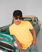 Peach Yellow Regular Fit Acid Wash Tee Unisex