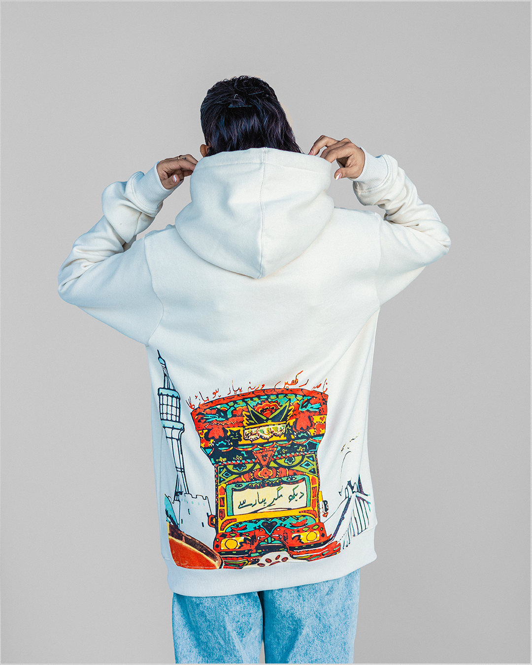 Vintage Oversized White Hoodie For Men/Couples Hooded Pullover
