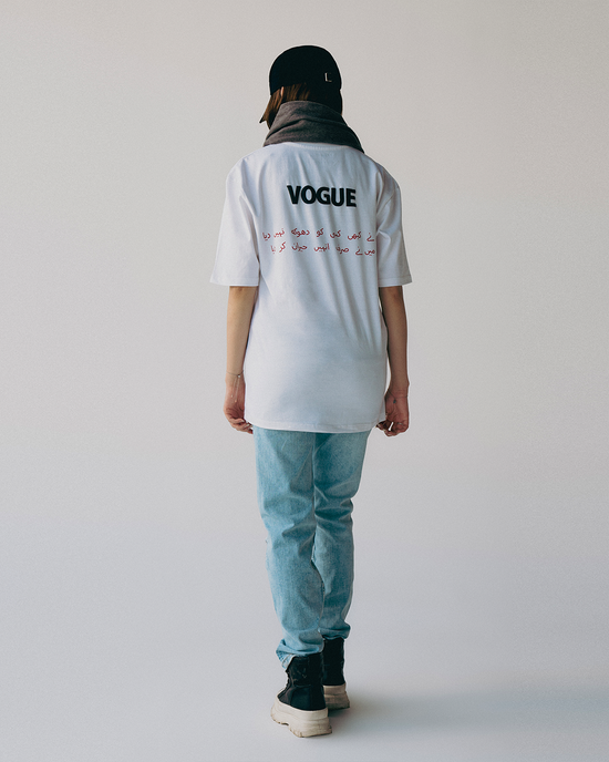 Afsana White Oversized Embossed Unisex T-Shirt