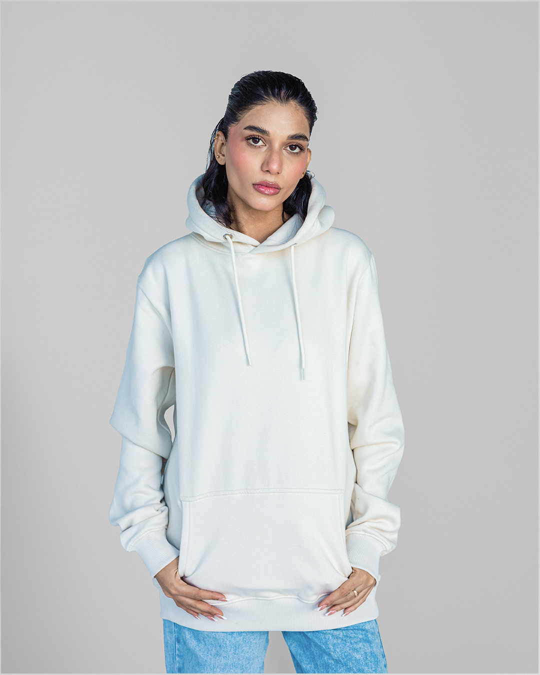 Vintage Oversized White Hoodie For Men/Couples Hooded Pullover