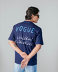 Afsana Blue Oversized Embossed T-Shirt