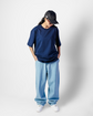 Afsana Blue Oversized Embossed T-Shirt Women