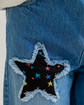Star Cut Girls Wide Leg Denim Jeans