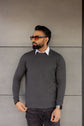 VOGUE CREWNECK PULLOVER SWEATER LONG SLEEVE CINEREOUS - UNISEX