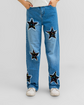 Star Cut Girls Wide Leg Denim Jeans