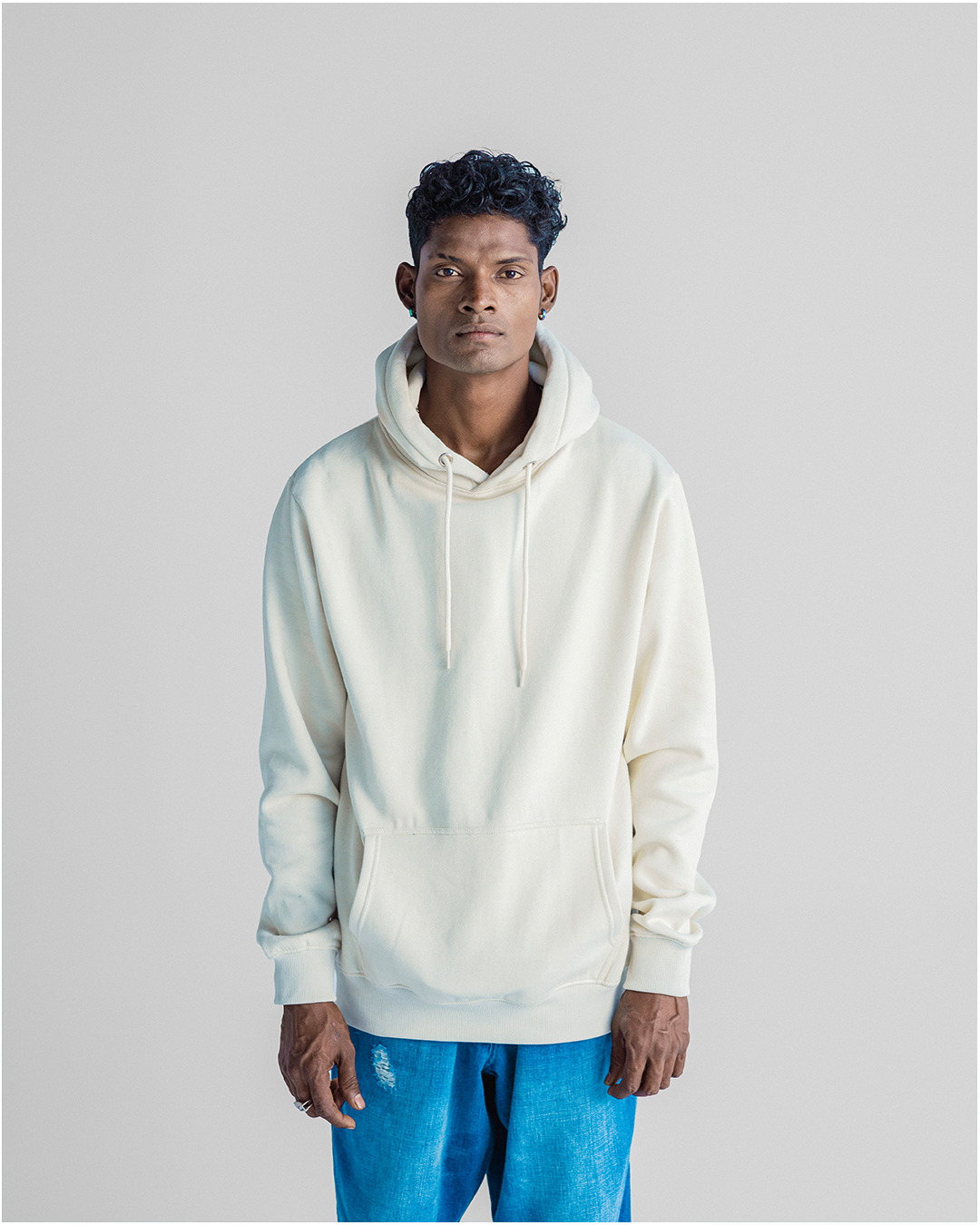 Vintage Oversized White Hoodie For Men/Couples Hooded Pullover