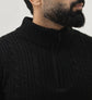 VOGUETELLA Executive Class Unisex Zipper Cable Knit Sweater Black
