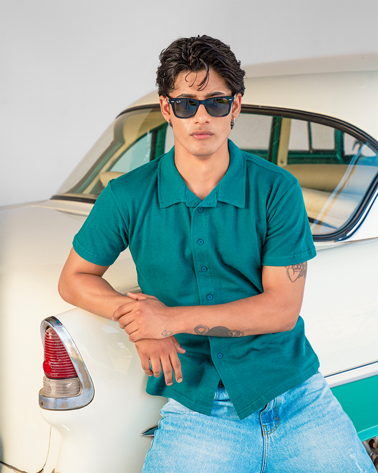 Deep Aqua Vogue Interlock Polo Shirt - Unisex