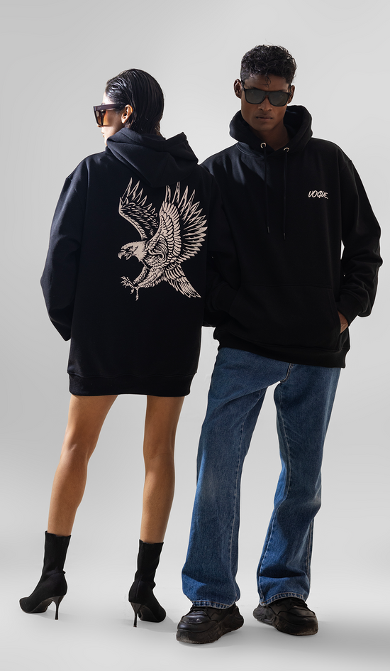 Vintage Eagle Printed Hoodie for Men Women / Couples Cool Animal Graphic Hooded Pullover