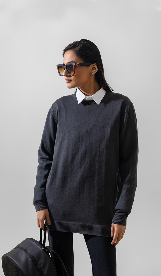 CREWNECK SWEATER LONG SLEEVE CINEREOUS