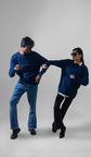 VOGUE CREWNECK PULLOVER SWEATER LONG SLEEVE NAVY BLUE UNISEX
