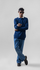 VOGUE CREWNECK PULLOVER SWEATER LONG SLEEVE NAVY BLUE UNISEX