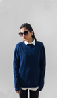 VOGUE CREWNECK PULLOVER SWEATER LONG SLEEVE NAVY BLUE UNISEX