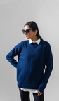 VOGUE CREWNECK PULLOVER SWEATER LONG SLEEVE NAVY BLUE UNISEX