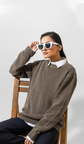 VOGUE CREWNECK PULLOVER SWEATER LONG SLEEVE OLIVE