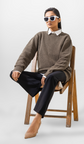 VOGUE CREWNECK PULLOVER SWEATER LONG SLEEVE OLIVE
