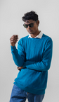 VOGUE CREWNECK PULLOVER SWEATER LONG SLEEVE CERULEAN -UNISEX