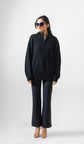 VOGUETELLA Executive Class Unisex Zipper Cable Knit Sweater Black