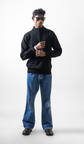 VOGUETELLA Executive Class Unisex Zipper Cable Knit Sweater Black