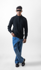 VOGUETELLA Executive Class Unisex Zipper Cable Knit Sweater Black
