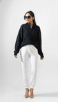 VOGUETELLA Executive Class Unisex Zipper Cable Knit Sweater Black